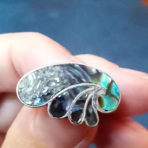 Sterling silver abalone shell vintage screw back earrings